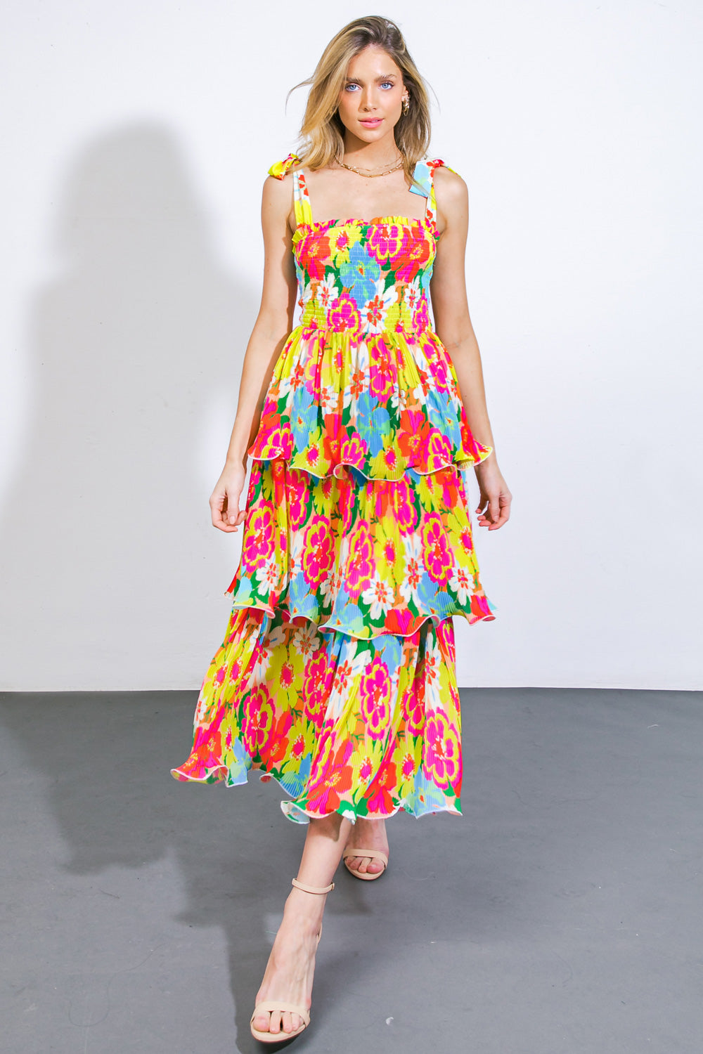 VISIONS FROM THE MEADOW WOVEN MIDI DRESS Flying Tomato